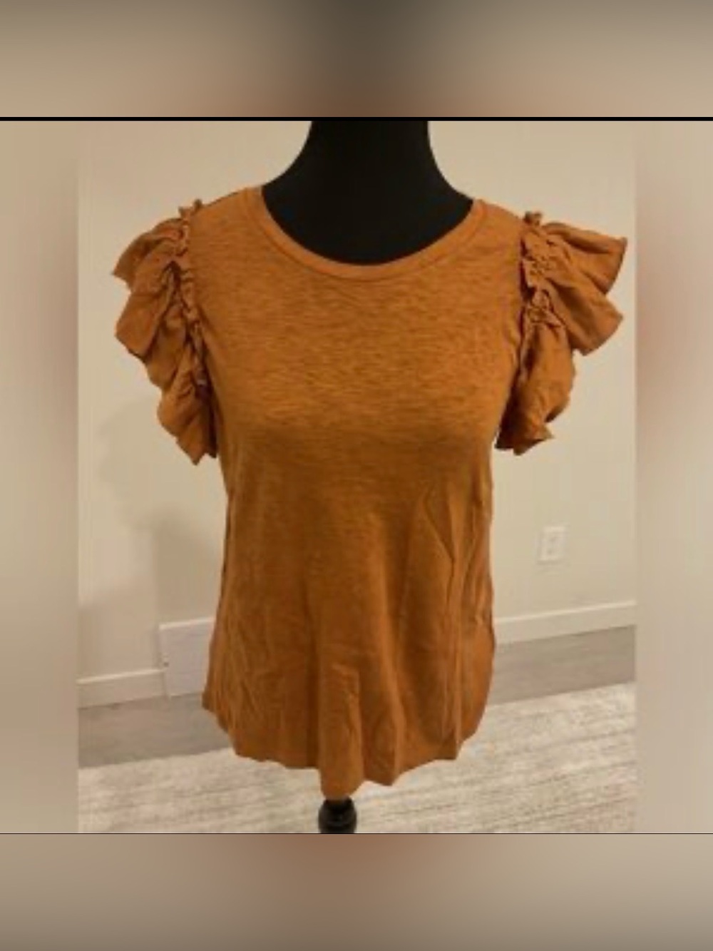 Industry Ruffle Sleeve Womens Top in Mustard